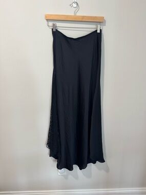 Free People Black Maxi Skirt with Lace Inserts